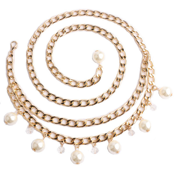 Jauna modeļa metāla sieviešu josta - ar pērlēm