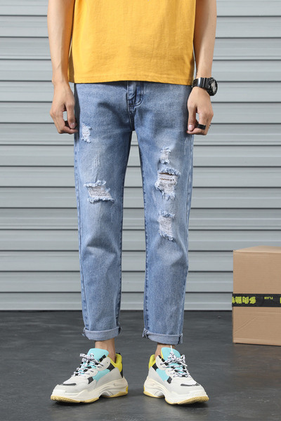 Blugi bărbați de primăvară-toamnă cu motive rupte