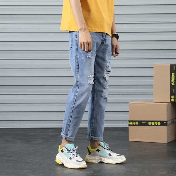 Blugi bărbați de primăvară-toamnă cu motive rupte