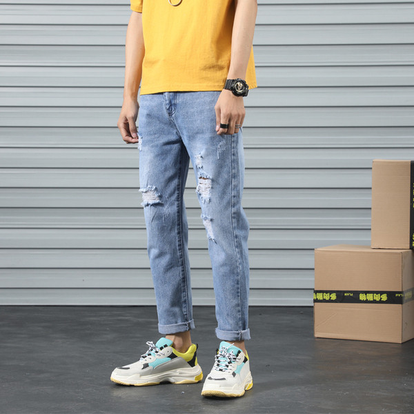 Blugi bărbați de primăvară-toamnă cu motive rupte