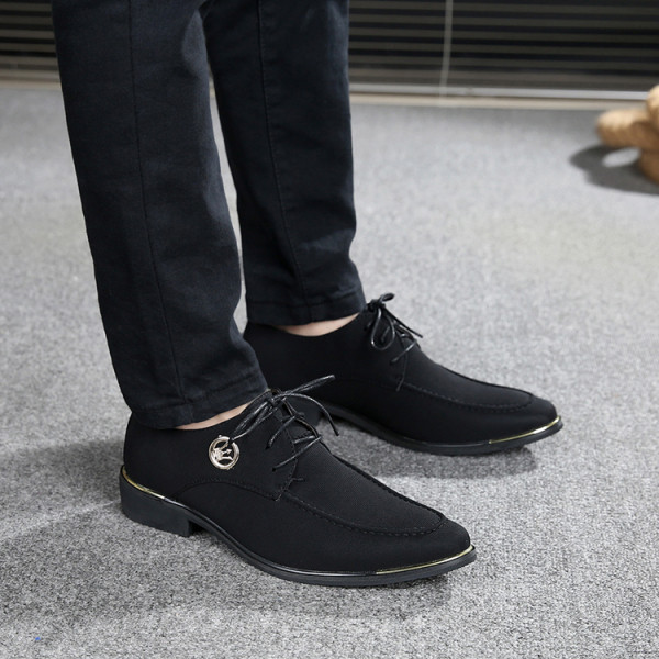 Pantofi formali barbatesti din piele intoarsa ecologica de culoare neagra