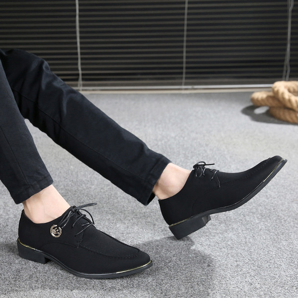 Pantofi formali barbatesti din piele intoarsa ecologica de culoare neagra