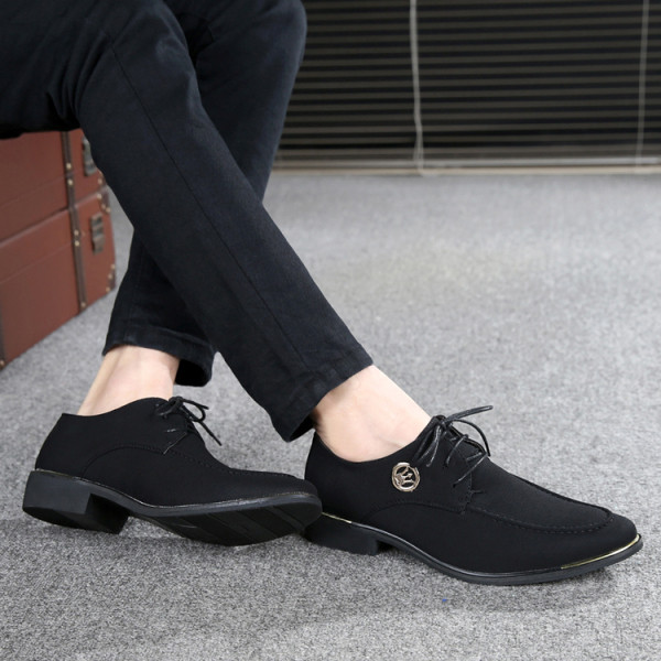 Pantofi formali barbatesti din piele intoarsa ecologica de culoare neagra