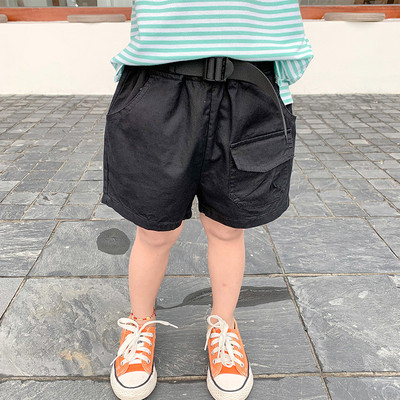 Pantaloni scurți casual pentru băieți, cu curea și buzunare