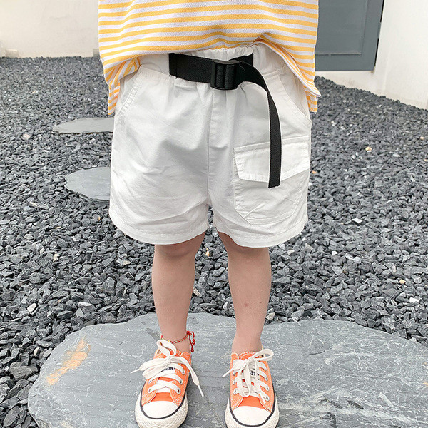 Pantaloni scurți casual pentru băieți, cu curea și buzunare
