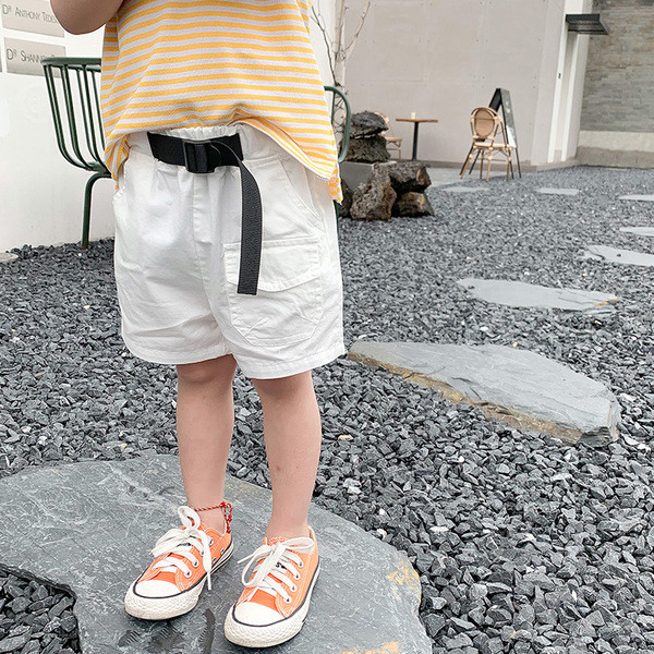 Pantaloni scurți casual pentru băieți, cu curea și buzunare