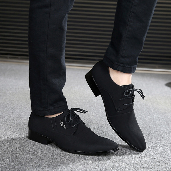 Modern férfi cipő eco velúrból fűzős - hegyes modell