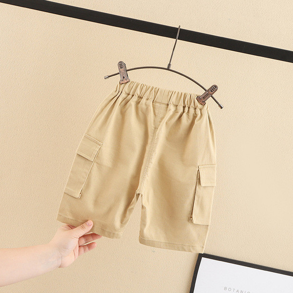 Pantaloni 3/4 copii cu buzunare si talie elastica in bej