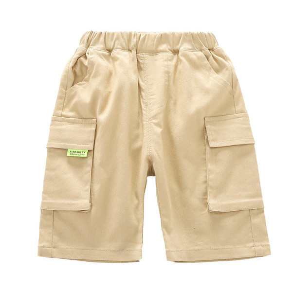 Pantaloni 3/4 copii cu buzunare si talie elastica in bej