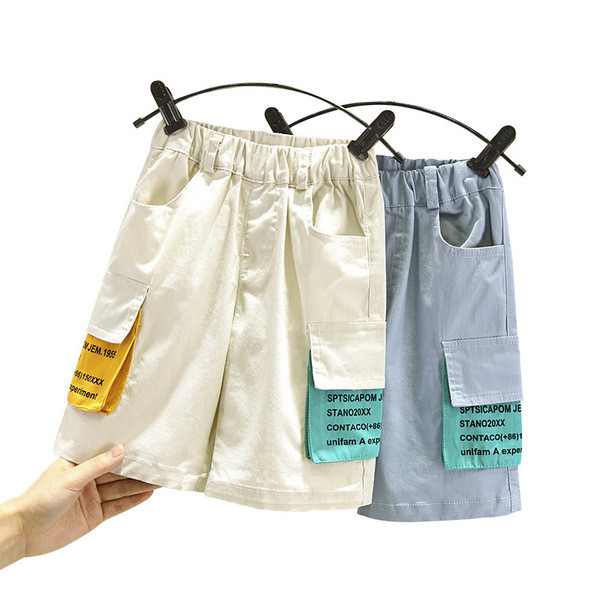 Elastse vöökoha ja taskutega vabaaja laste lühikesed püksid poistele