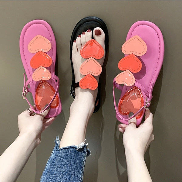 Sandale casual dama cu inima si catarama