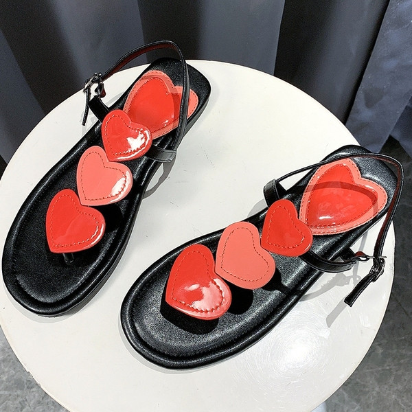 Sandale casual dama cu inima si catarama