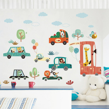 Самозалепващ се стикер за стена с автомобили подходящ за детска стая 