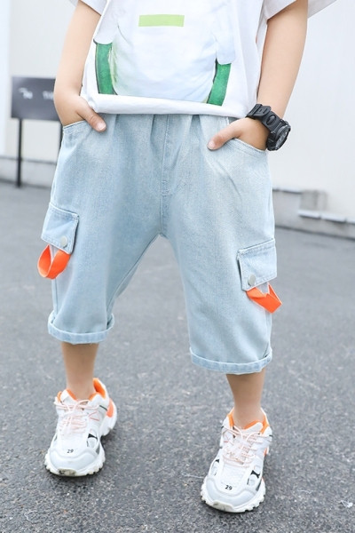 Ikdienas bērnu džinsi zēniem ar kabatu