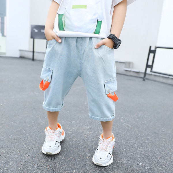 Ikdienas bērnu džinsi zēniem ar kabatu