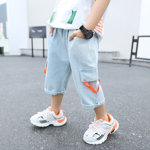 Ikdienas bērnu džinsi zēniem ar kabatu