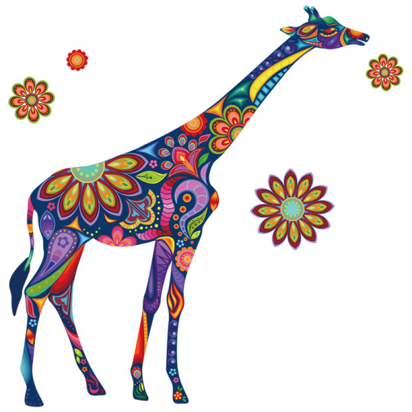 Autocolant de perete autoadeziv în formă de girafă potrivit pentru camera unui copil