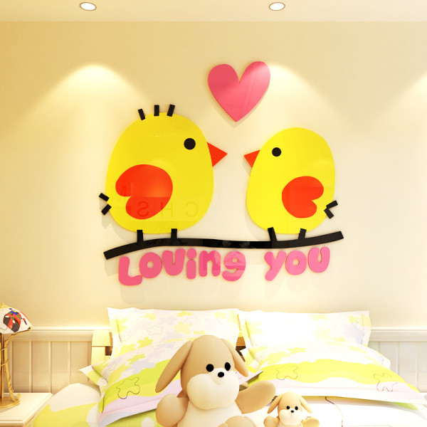 Autocolant de perete 3D pentru copii în formă de pui