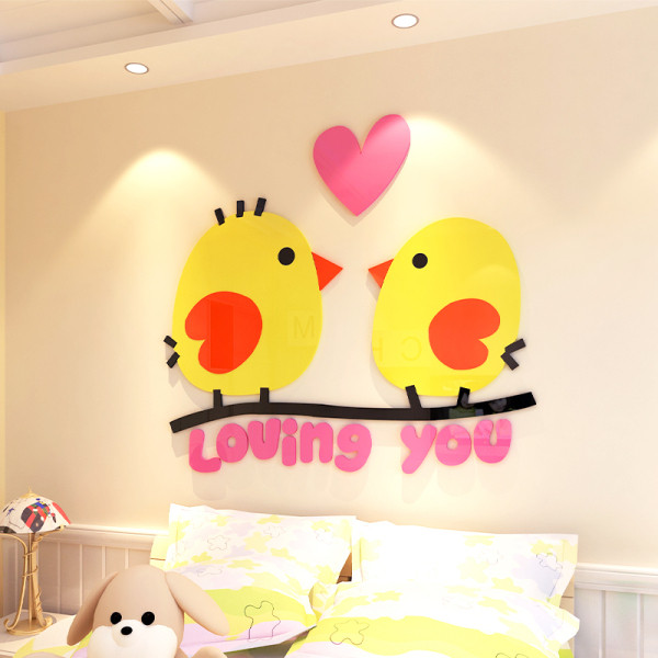 Autocolant de perete 3D pentru copii în formă de pui