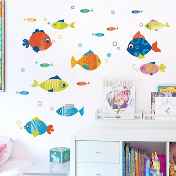 Самозалепващ се стикер за стена във формата на риба подходящ за детска стая 