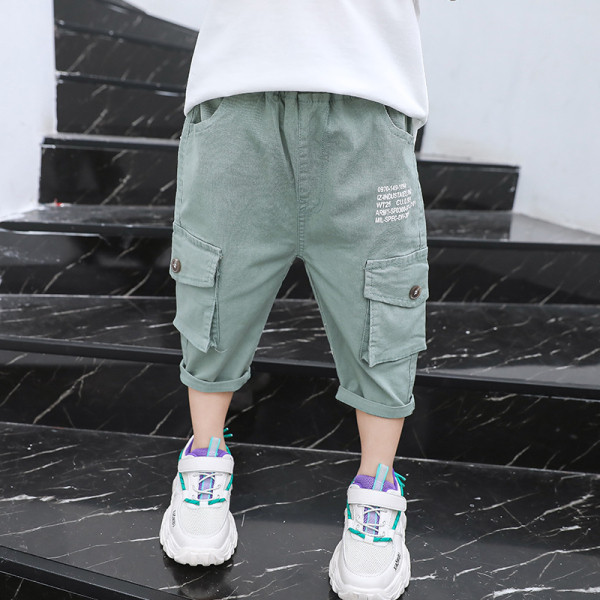Pantaloni casual copii pentru baieti cu buzunare si inscriptionare