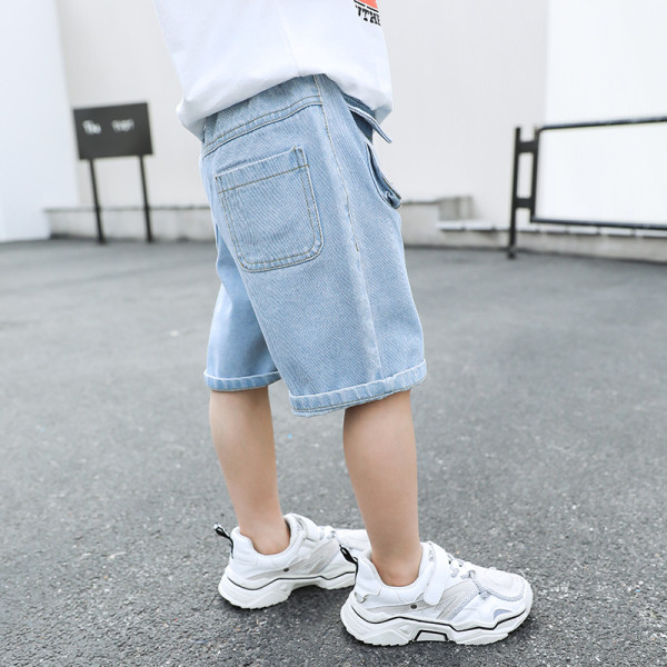 Pantaloni scurți casual din denim cu buzunar în albastru