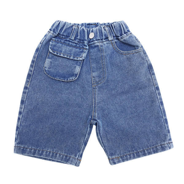 Pantaloni scurți casual din denim cu buzunar în albastru