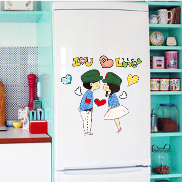 Autocolant de perete cu o fată și un băiat potrivit pentru un dormitor