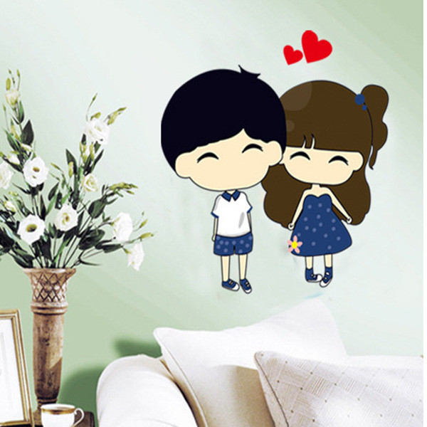 Lipni sieniniai lipdukai su berniuku ir mergaite tinkantys miegamajam ar darželiui