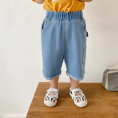 Παιδικό κοντό τζιν για αγόρια με ελαστική μέση και τσέπες