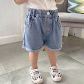 Pantaloni scurți casual din denim cu talie elastică pentru băieți