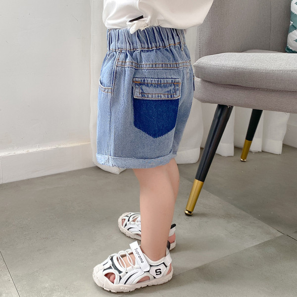 Pantaloni scurți casual din denim cu talie elastică pentru băieți