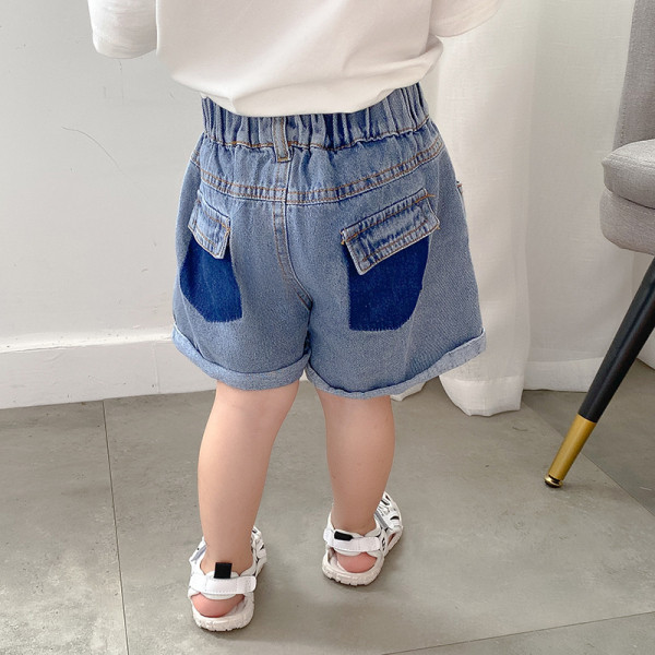 Pantaloni scurți casual din denim cu talie elastică pentru băieți