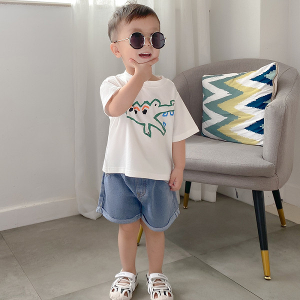 Pantaloni scurți casual din denim cu talie elastică pentru băieți