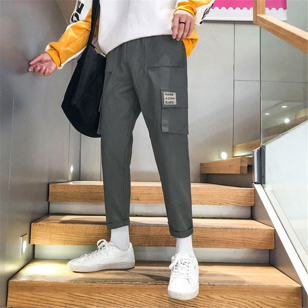 Vīriešu ikdienas bikses ar kabatām un 9/10 garumu