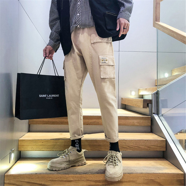 Vīriešu ikdienas bikses ar kabatām un 9/10 garumu