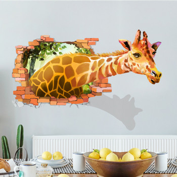 3D стикер за стена във формата на жираф подходящ за детска стая 