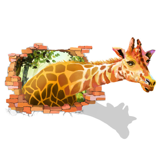 3D sienas uzlīme žirafes formā, kas piemērota bērnu istabai
