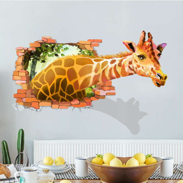 3D sienas uzlīme žirafes formā, kas piemērota bērnu istabai