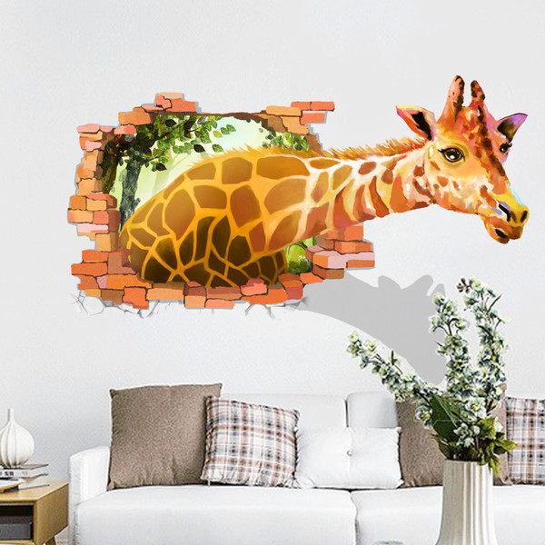 3D sienas uzlīme žirafes formā, kas piemērota bērnu istabai