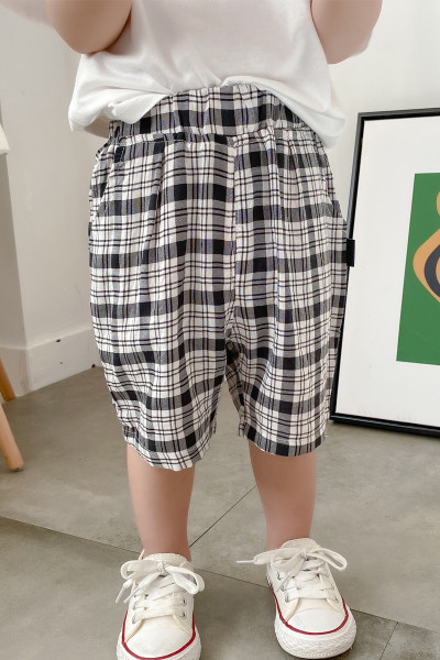 Vabaaja laste ruudulised püksid elastse vöökoha ja taskutega