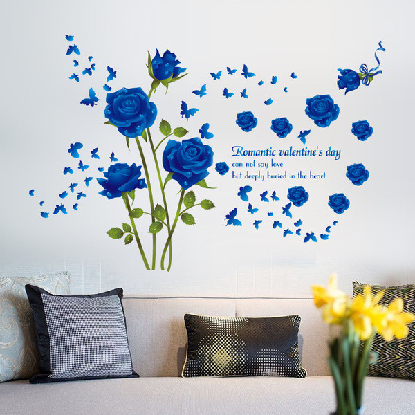 Self-adhesive wall sticker with roses suitable for living room and bedroom