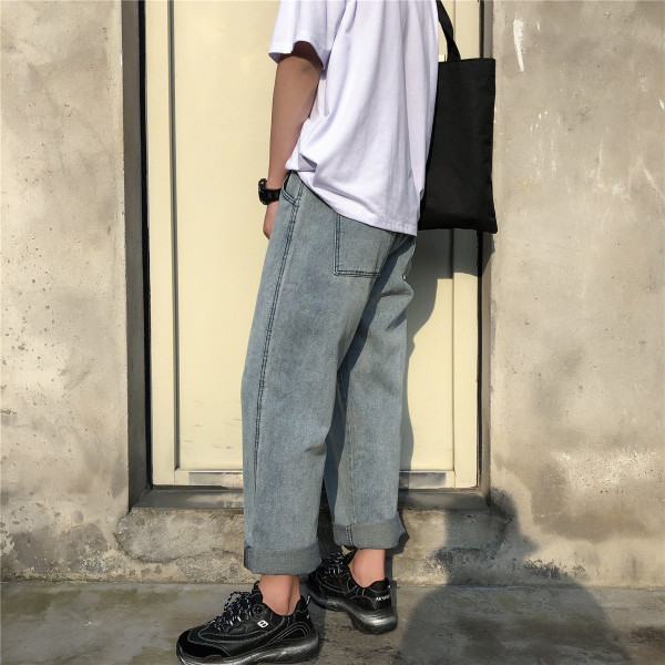 Férfi széles farmernadrág oldalsó zsebbel