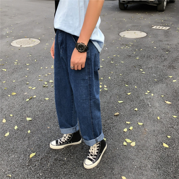 Férfi széles farmernadrág oldalsó zsebbel