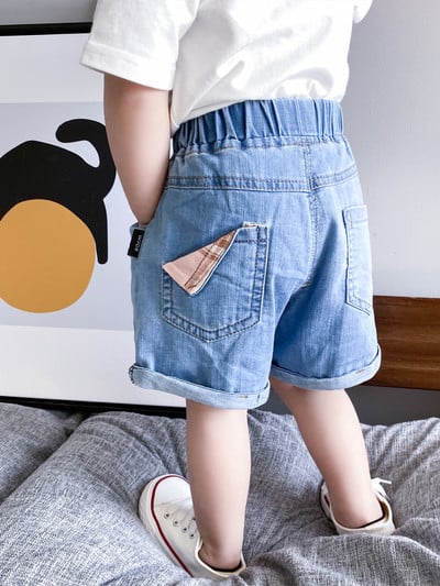 Ежедневни къси детски дънкови панталони с джобове и ластична талия