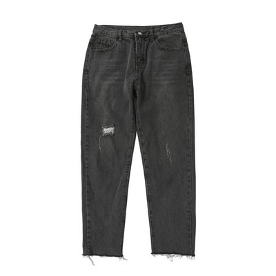 Ανδρικό casual τζιν ίσιο μοντέλο με σκισμένα μοτίβα