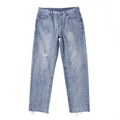 Ανδρικό casual τζιν ίσιο μοντέλο με σκισμένα μοτίβα