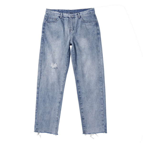 Ανδρικό casual τζιν ίσιο μοντέλο με σκισμένα μοτίβα