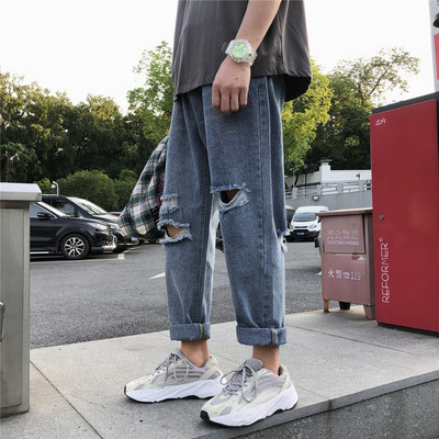 Blugi casual barbati model larg cu motive rupte