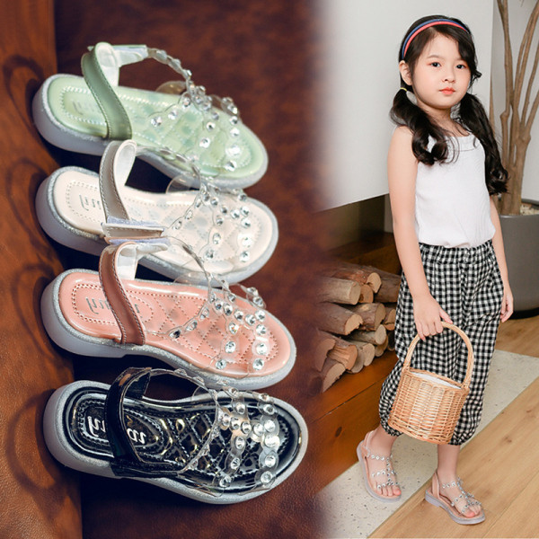 Casual παιδικά σανδάλια με διακόσμηση πέτρες και επίπεδη σόλα για κορίτσια